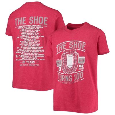 Youth Colosseum Scarlet Ohio State Buckeyes The Shoe 100 Years 2-Hit T-Shirt