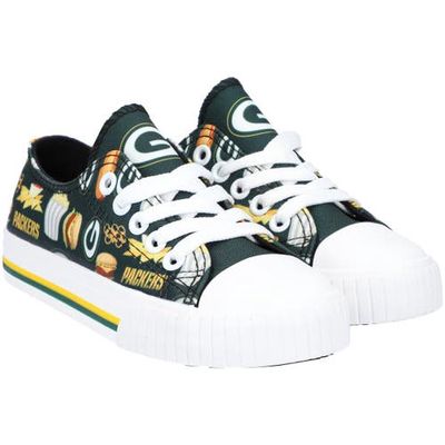 Youth FOCO Green Bay Packers Food Print Low Top Canvas Sneakers