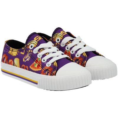 Youth FOCO LSU Tigers Food Print Low Top Canvas Sneakers in Purple