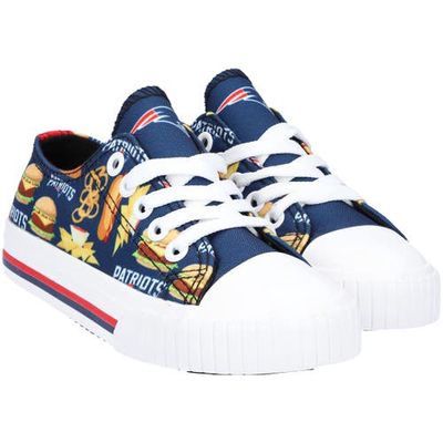 Youth FOCO New England Patriots Food Print Low Top Canvas Sneakers in Navy