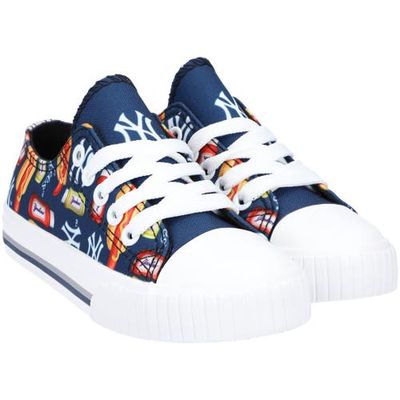 Youth FOCO New York Yankees Food Print Low Top Canvas Sneakers in Navy