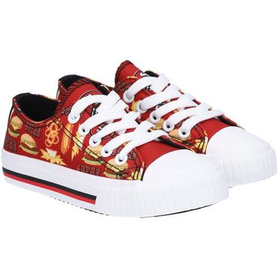 Youth FOCO San Francisco 49ers Food Print Low Top Canvas Sneakers in Red