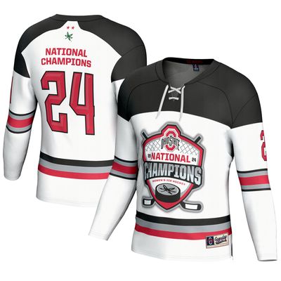 Youth GameDay Greats White Ohio State Buckeyes 2024 NCAA Women's Ice Hockey National Champions Fashion Jersey