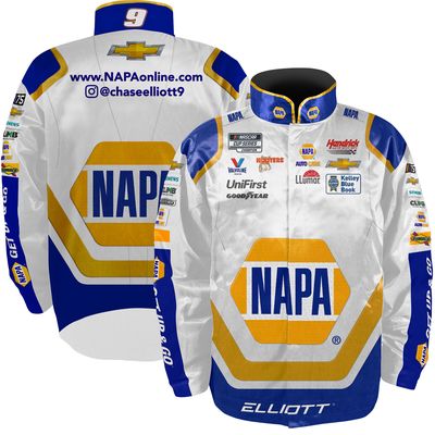 Youth Hendrick Motorsports Team Collection White Chase Elliott NAPA Nylon Uniform Full-Snap Jacket