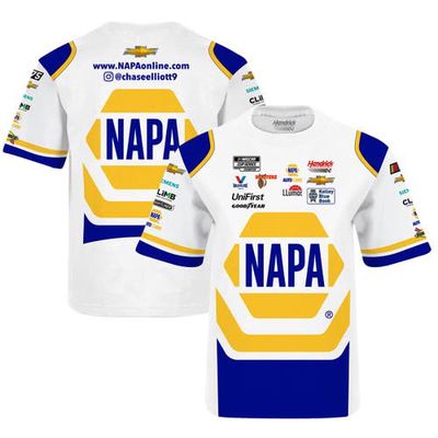 Youth Hendrick Motorsports Team Collection White Chase Elliott NAPA Sublimated Team Uniform T-Shirt