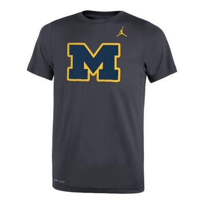 Youth Jordan Brand Anthracite Michigan Wolverines Legend Travel Performance T-Shirt