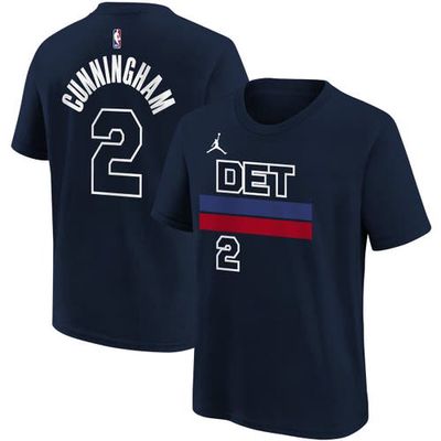 Youth Jordan Brand Cade Cunningham Navy Detroit Pistons Name & Number Statement T-Shirt