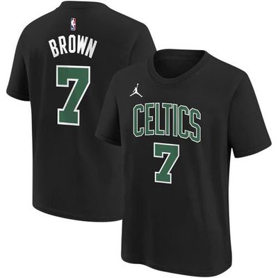 Youth Jordan Brand Jaylen Brown Black Boston Celtics Name & Number Statement T-Shirt