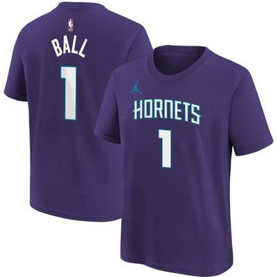 Youth Jordan Brand LaMelo Ball Purple Charlotte Hornets Statement Edition Name & Number Player T-Shirt