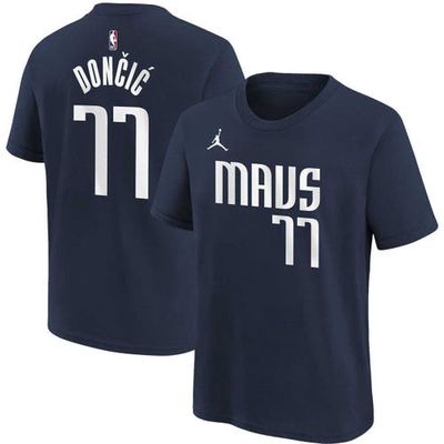 Youth Jordan Brand Luka Doncic Navy Dallas Mavericks Statement Edition Name & Number Player T-Shirt