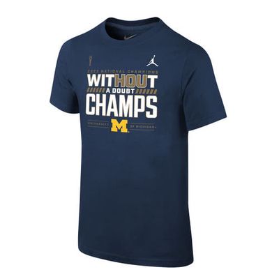 Youth Jordan Brand Navy Michigan Wolverines College Football Playoff 2023 National Champions Locker Room T-Shirt