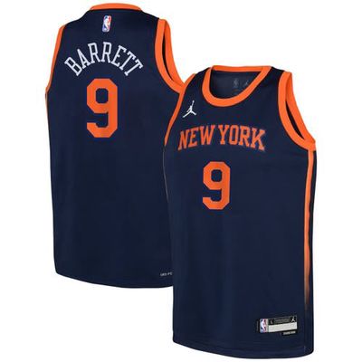 Youth Jordan Brand RJ Barrett Navy New York Knicks Swingman Jersey - Statement