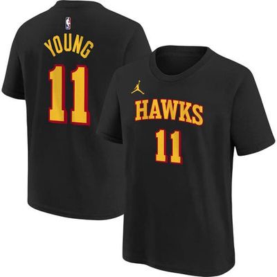 Youth Jordan Brand Trae Young Black Atlanta Hawks Statement Edition Name & Number Player T-Shirt