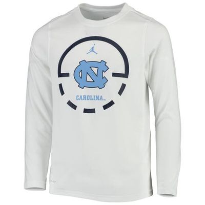 Youth Jordan Brand White North Carolina Tar Heels Basketball Legend Performance Long Sleeve T-Shirt