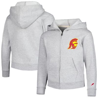 Youth League Collegiate Wear Heather Gray USC Trojans Full-Zip Hoodie