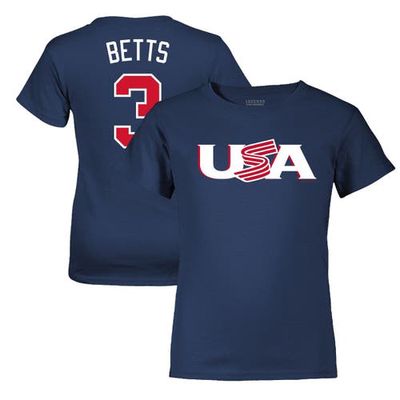 Youth LEGENDS Mookie Betts Navy USA Baseball 2023 World Baseball Classic Name & Number T-Shirt
