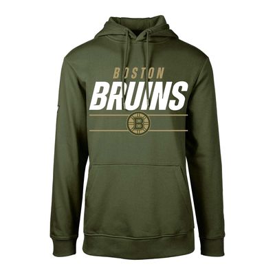 Youth Levelwear Olive Boston Bruins Podium Fleece Pullover Hoodie