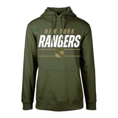 Youth Levelwear Olive New York Rangers Podium Fleece Pullover Hoodie