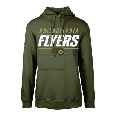 Youth Levelwear Olive Philadelphia Flyers Podium Fleece Pullover Hoodie
