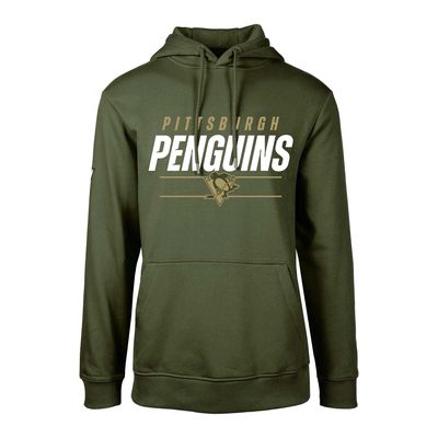 Youth Levelwear Olive Pittsburgh Penguins Podium Fleece Pullover Hoodie