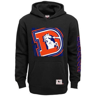 Youth Mitchell & Ness Black Denver Broncos Big Face 7.0 Pullover Hoodie