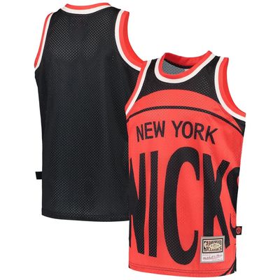 Youth Mitchell & Ness Black New York Knicks Hardwood Classics Big Face 2.0 Jersey