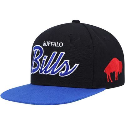 Youth Mitchell & Ness Black/Royal Buffalo Bills Team Script Snapback Hat