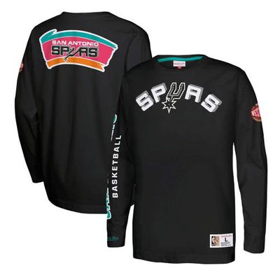 Youth Mitchell & Ness Black San Antonio Spurs Heavyweight Long Sleeve T-Shirt