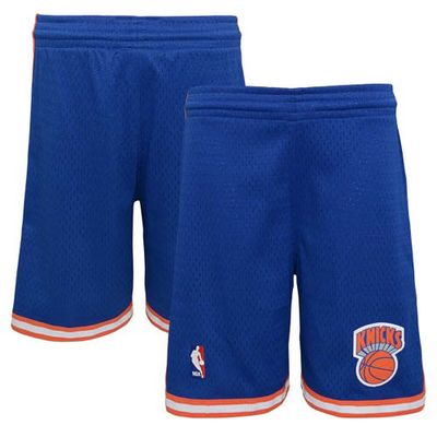 Youth Mitchell & Ness Blue New York Knicks Hardwood Classics Swingman Shorts in Royal