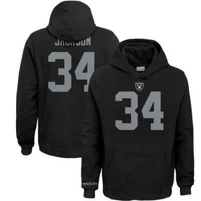 Youth Mitchell & Ness Bo Jackson Black Las Vegas Raiders Retired Player Name & Number Pullover Hoodie
