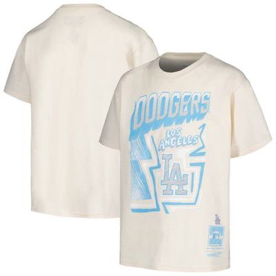 Youth Mitchell & Ness Cream Los Angeles Dodgers Cooperstown Collection Sketch T-Shirt