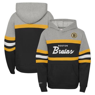 Youth Mitchell & Ness Gray Boston Bruins Head Coach Pullover Hoodie