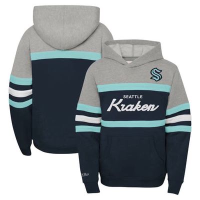 Youth Mitchell & Ness Gray Seattle Kraken Head Coach Pullover Hoodie