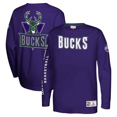Youth Mitchell & Ness Purple Milwaukee Bucks Heavyweight Long Sleeve T-Shirt