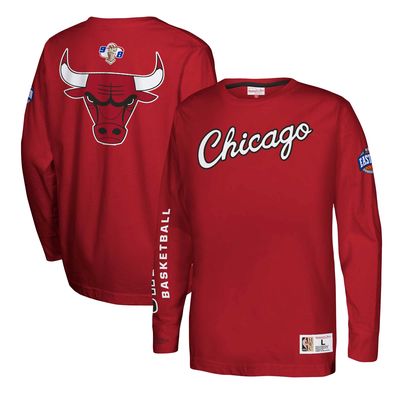 Youth Mitchell & Ness Red Chicago Bulls Heavyweight Long Sleeve T-Shirt