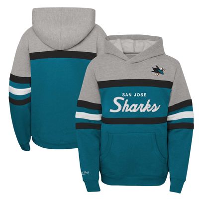 Youth Mitchell & Ness Teal San Jose Sharks Head Coach Pullover Hoodie