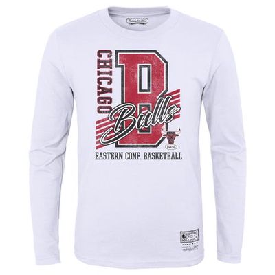 Youth Mitchell & Ness White Chicago Bulls Hardwood Classics Make The Cut Long Sleeve T-Shirt