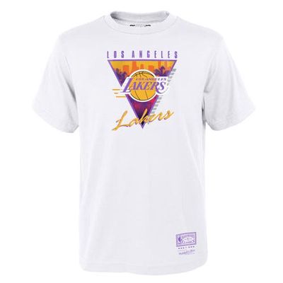 Youth Mitchell & Ness White Los Angeles Lakers Hardwood Classics Final Second T-Shirt