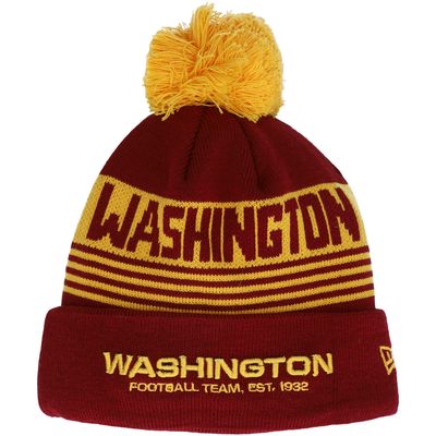 Youth New Era Burgundy Washington Football Team Proof Cuffed Knit Hat with Pom
