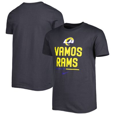 Youth Nike Anthracite Los Angeles Rams Team Slogan T-Shirt