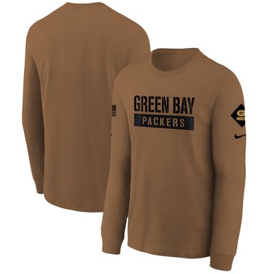 Youth Nike Brown Green Bay Packers 2023 Salute to Service Long Sleeve T-Shirt