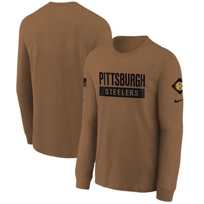 Youth Nike Brown Pittsburgh Steelers 2023 Salute to Service Long Sleeve T-Shirt