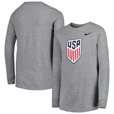 Youth Nike Heather Gray USMNT Soccer Core Long Sleeve T-Shirt