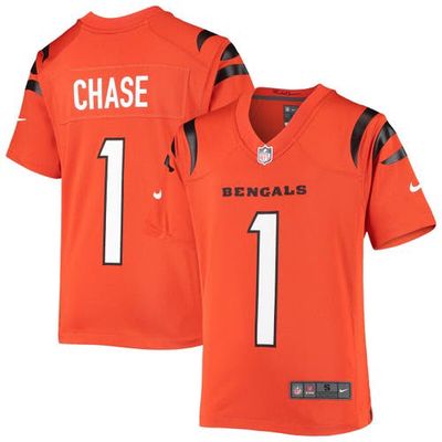 Nike Youth Cincinnati Bengals Ja'Marr Chase #1 Orange Game Jersey