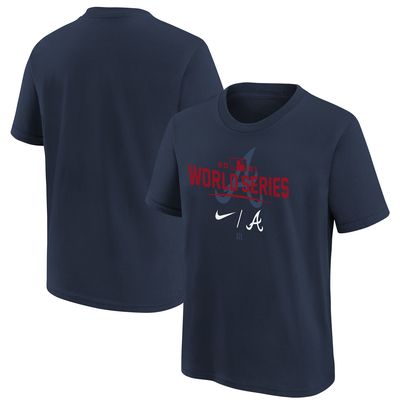 Youth Nike Navy Atlanta Braves 2021 World Series Bound Authentic Collection Dugout T-Shirt