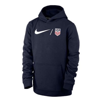 Youth Nike Navy USMNT Lockup Club Fleece Pullover Hoodie