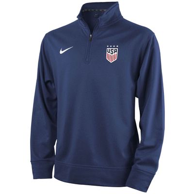 Youth Nike Navy USWNT Crest Performance Quarter-Zip Jacket
