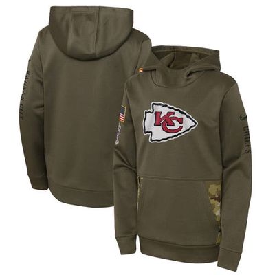 Youth Nike Olive Kansas City Chiefs 2022 Salute To Service Performance Pullover Hoodie