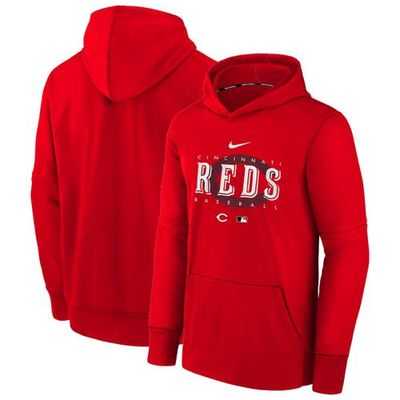 Youth Nike Red Cincinnati Reds Pregame Performance Pullover Hoodie