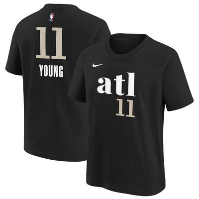 Youth Nike Trae Young Black Atlanta Hawks 2023/24 City Edition Name & Number T-Shirt